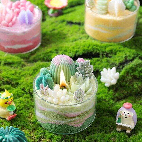 Eco-Friendly Succulent DIY Sand Candle (Greed tea& Cedarwood Fragrance) - Image 3