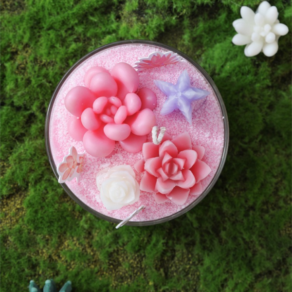 DIY Sand & Succulent Cactus Candle Making Kit -PEACH OOLONG