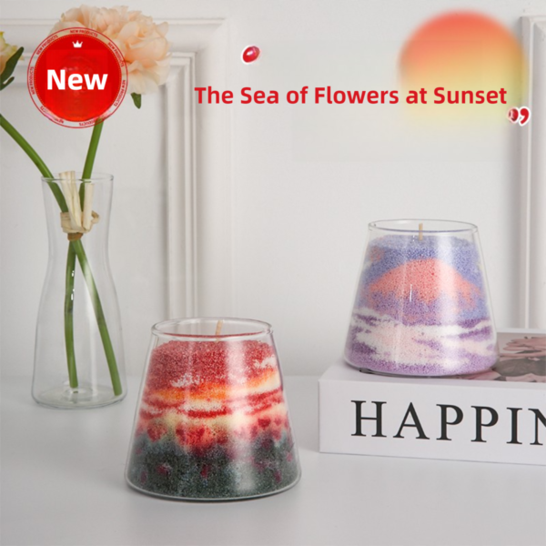 "DIY Layered Sand Candle - lily of the valley & Gardenia  Fragrance for Sunset Ambiance"